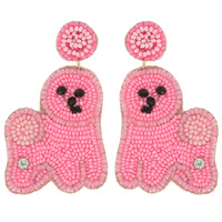 PET PARENT  BICHON SEED BEAD MULTI-BEAD EMBELLISHED DOG DROP EARRINGS