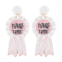 BRIDE TRIBE RIBBON SEED BEAD DROP EARRINGS - BACHELORETTE PARTY HEN PARTY BRIDE TO BE JEWELRY