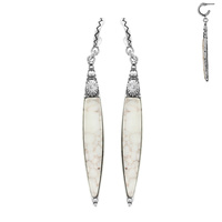 WESTERN TURQUOISE INLAY STONE LONG DROP EARRINGS