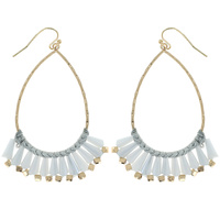 THREAD WRAPPED TEARDROP TASSEL DROP EARRINGS