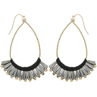 THREAD WRAPPED TEARDROP TASSEL DROP EARRINGS