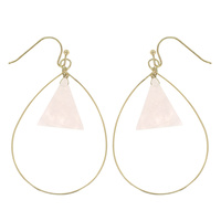 BOHO NATURAL STONE CHARM TEARDROP DROP EARRINGS