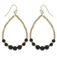 TEARDROP NATURAL GEMSTONE MULTI BEAD DANGLE HOOK EARRINGS