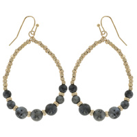 TEARDROP NATURAL GEMSTONE MULTI BEAD DANGLE HOOK EARRINGS