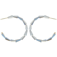 CRYSTAL NATURAL GEMSTONE BEADED SEMI HOOP EARRINGS