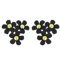 THREE FLOWER BOUQUET ENAMEL STUD EARRINGS