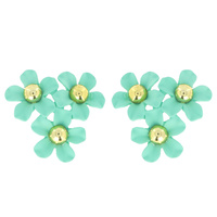 THREE FLOWER BOUQUET ENAMEL STUD EARRINGS