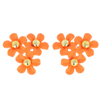 THREE FLOWER BOUQUET ENAMEL STUD EARRINGS