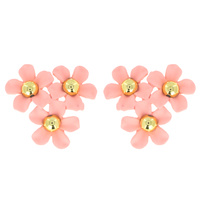THREE FLOWER BOUQUET ENAMEL STUD EARRINGS