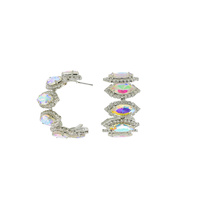 CRYSTAL STONE STATION HALF HOOP EARRINGS