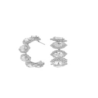 CRYSTAL STONE STATION HALF HOOP EARRINGS