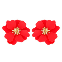 ACRYLIC FLOWER STUD EARRINGS WITH GOLD TONE CENTER