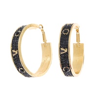 50MM LARGE CRYSTAL RHINESTONE ROMAN NUMERALS HOOP EARRINGS