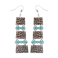 LEOPARD/ AZTEC/SERAPE  - GRAPHIC PRINT WESTERN STYLE RECTANGULAR WOODEN DANGLE HOOK EARRINGS