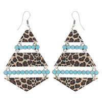 LEOPARD/ AZTEC/SERAPE  - GRAPHIC PRINT WESTERN STYLE DIAMOND SHAPE WOODEN DANGLE HOOK EARRINGS