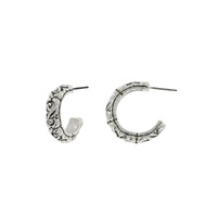 CELTIC SCROLL FILIGREE OPEN HOOP EARRINGS IN OXIDIZED SILVER TONE METAL