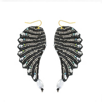 EMBELLISHED MULTI BEAD ANGEL WING DANGLE HOOK EARRINGS