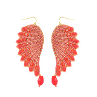 EMBELLISHED MULTI BEAD ANGEL WING DANGLE HOOK EARRINGS