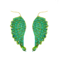 EMBELLISHED MULTI BEAD ANGEL WING DANGLE HOOK EARRINGS