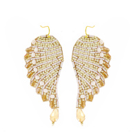 EMBELLISHED MULTI BEAD ANGEL WING DANGLE HOOK EARRINGS