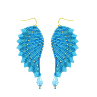 EMBELLISHED MULTI BEAD ANGEL WING DANGLE HOOK EARRINGS