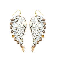 EMBELLISHED MULTI BEAD ANGEL WING DANGLE HOOK EARRINGS