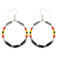 NATIVE AMERICAN STYLE MULTICOLOR BEADED HOOP DANGLE HOOK EARRINGS