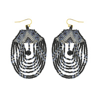 NATIVE AMERICAN SEED BEAD MULTI STRAND LAYERED DANGLE HOOK EARRINGS
