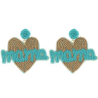 MOTHER'S DAY HANDMADE "MAMA"  SEED BEAD DROP EARRINGS