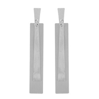 BOHO STYLE HAMMERED METAL DOUBLE LAYER LINEAR RECTANGLE EARRINGS