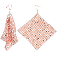 EVENING METAL MESH SEQUIN LONG DROP EARRINGS
