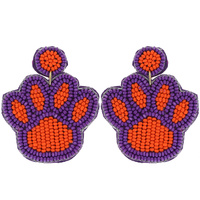 PAW PRINT SEED BEAD HANDMADE DANGLE AND DROP EARRINGS