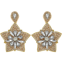 STAR HANDMADE JEWELED EMBROIDERY DANGLE AND DROP EARRINGS
