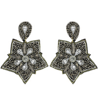STAR HANDMADE JEWELED EMBROIDERY DANGLE AND DROP EARRINGS