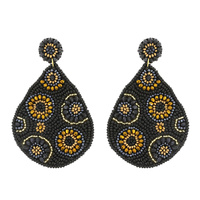 LARGE ETHNIC MULTICOLOR SEED BEAD TEARDROP HANDMADE BEADED DANGLE AND DROP EARRINGS