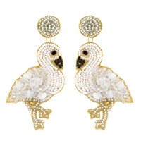 FLAMINGO BEAD MIX SEED BEAD HANDMADE  EMBROIDERY DANGLE AND DROP EARRINGS
