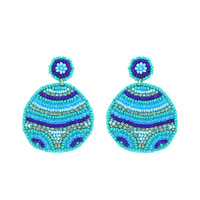 BOHO SEED BEAD HANDMADE 2-TIER DISC BEADWORK DROP EARRINGS