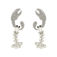 SEA LIFE LOBSTER CRUSTACEAN CRYSTAL PAVE JEWELED DANGLE & DROP EARRINGS