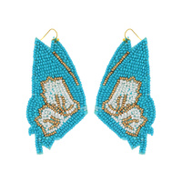SEED BEAD HANDMADE MULTICOLOR BEADED BUTTERFLY HOOK DANGLE EARRINGS