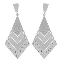 CHEVRON BOHO HAMMERED METAL DIAMOND SHAPED DANGLE AND DROP EARRINGS