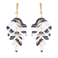 ABSTRACT PRINTED ACRYLIC PALM TREE LEAF DANGLE AND DROP EARRING