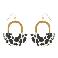 BOHO ANIMAL PRINT ARCH WOODEN DANGLE AND DROP EARRINGS