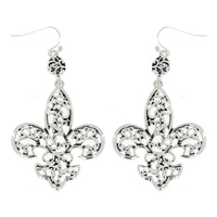 FLEUR DE LIS - FILIGREE VINTAGE SCROLL DANGLE AND DROP HOOK EARRINGS