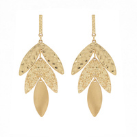 BOHO HAMMERED METAL LEAF DANGLE AND DROP EARRINGS