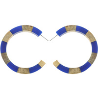 BOHO TWO-TONE STRIPED OPEN HOOP ACRYLIC EARRINGS