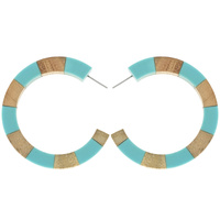 BOHO TWO-TONE STRIPED OPEN HOOP ACRYLIC EARRINGS