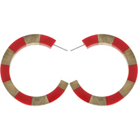 BOHO TWO-TONE STRIPED OPEN HOOP ACRYLIC EARRINGS