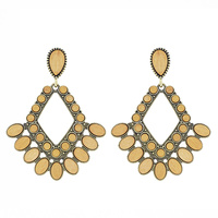 BOHO DIAMOND SHAPED WOODEN DANGLE AND DROP EARRINGS