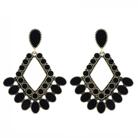 BOHO DIAMOND SHAPED WOODEN DANGLE AND DROP EARRINGS