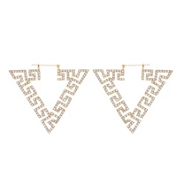 60MM FASHIONISTA GREEK KEY SQUARE CRYSTAL RHINESTONE PAVE TRIANGLE HOOP EARRINGS